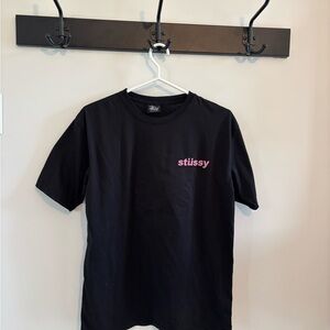 Stussy Black Tee with Pink popsicle